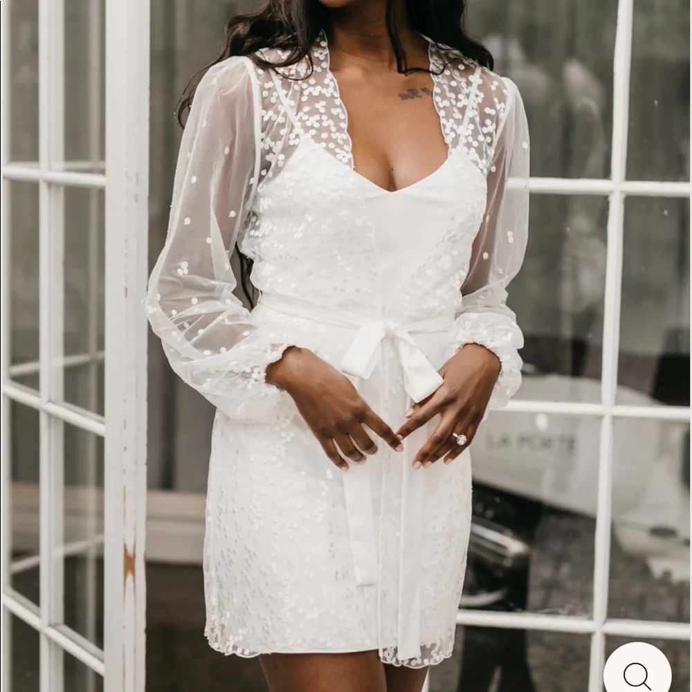 White bridal robe w/ slip